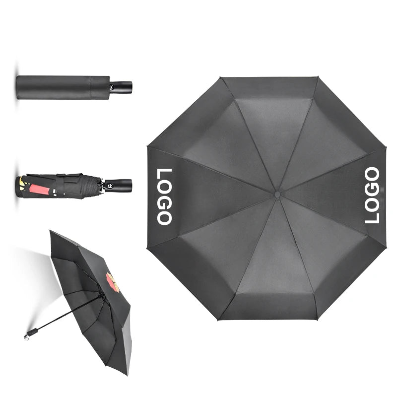 Personal Fashion Designer Auto Sunshade Paraguas Custom logo Compact Portable Automatic Windproof 3 Folding Umbrella with logo