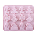 12 Cavities Christmas Snowman Silicone Mold Chocolate Cake Mold Holiday Decoration Kitchen Baking Tools Manual Soap Mould