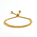 Waterproof Tarnish Free 18K PVD Gold Plated  Bead  Adjustable Stainless Steel  Bracelet for Women Fashion Jewelry