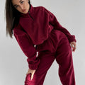 High Quality Women's Oversize Zipper Sweatshirt Two-Piece Pants Set Lined Knitted Tracksuits Sweatsuit for Casual for Autumn