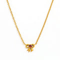 Joolim Waterproof Gold Plated Dainty Green Red Zirconia Bowknot Bow Pendant Stainless Steel Snake Chain Necklace Earring Set