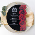 Custom Luxury UV Printing Red Flower Black Acrylic Menu for Wedding Birthday Banquet  Business Price List
