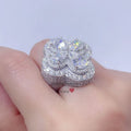Drop Shipping Solid Silver Pear Cut Luxury Hip Hop Vvs Moissanite Diamond Cluster Ring