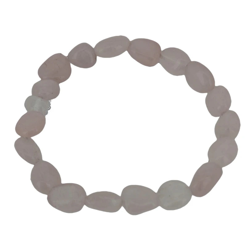 Rose Quartz Nugget Irregular Tumble Natural Gemstone Infinity Stretch Bracelet for Women Men Party Gift Classic Bangle