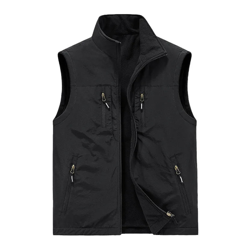 [Double-sided Wear] Add Fleece Vest Outdoor Quick-drying Men's Thin Cargo Vest Clip Large Size
