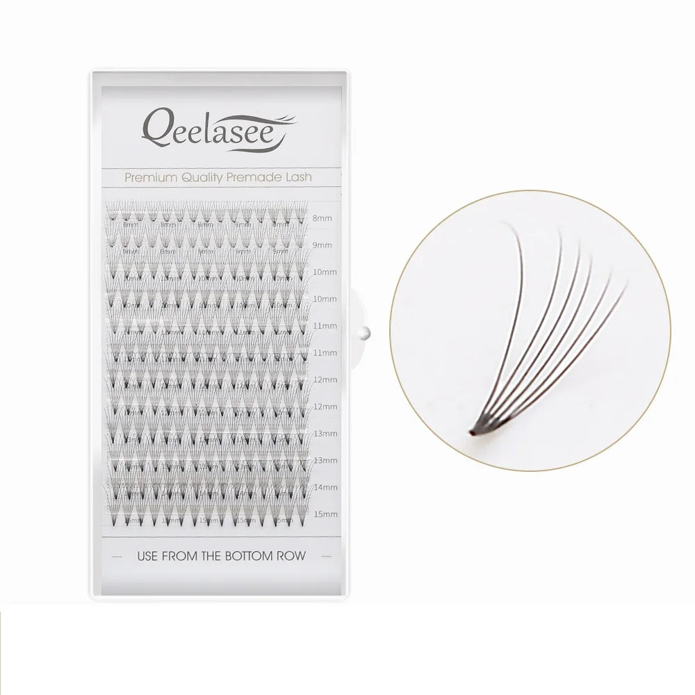 Stock 0.07mm 6D Pre Made Fans Lashes Extension 0.07mm C D Short Long Stem Premade Volume Fans