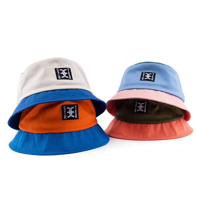 Wholesale Custom Embroidery Logo Summer Fashion Patchwork Fisherman Hat Reversible Cotton Patch Fisherman Bucket Hat