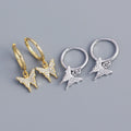 Fashion Earrings Jewelry 925 Sterling Silver Animal butterfly Drop Earrings Luxury Diamond Gold Plated Hoop Earrings for Women
