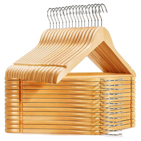Hot Sale DONG FANG Strong Durable Lotus Wood Multifunction Suit Coat and Pant Hangers 44.5x23cm Wooden Clothes Hanger