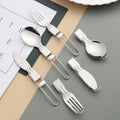 Stainless Steel Folding Knife Fork Spoon Pocket Sized Camping Foldable Collapsible Cutlery Set