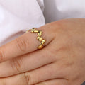 Resizeable Custom Design Inoxydable Finger Band PVD Gold Plated Stainless Steel Open End Waterproof Engagement Ring for Women