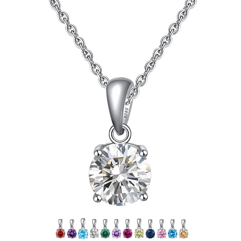 RINNTIN BSN118 Korean Jewelry Supplies Making 925 Sterling Silver Birthstone Pendant Necklace for Women