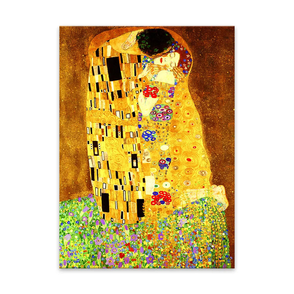 LS Hot 5D DIY Diamond Embroidery Kit Gustav Klimt's Famous Painting 'Kiss' Portrait Canvas Wall Decor for Home Living Printed