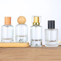 Custom Logo Print Screen Printed Empty Clear Luxury Refillable Round Shape Glass Spray Bottle 50ml Perfume Bottle with Screw Cap