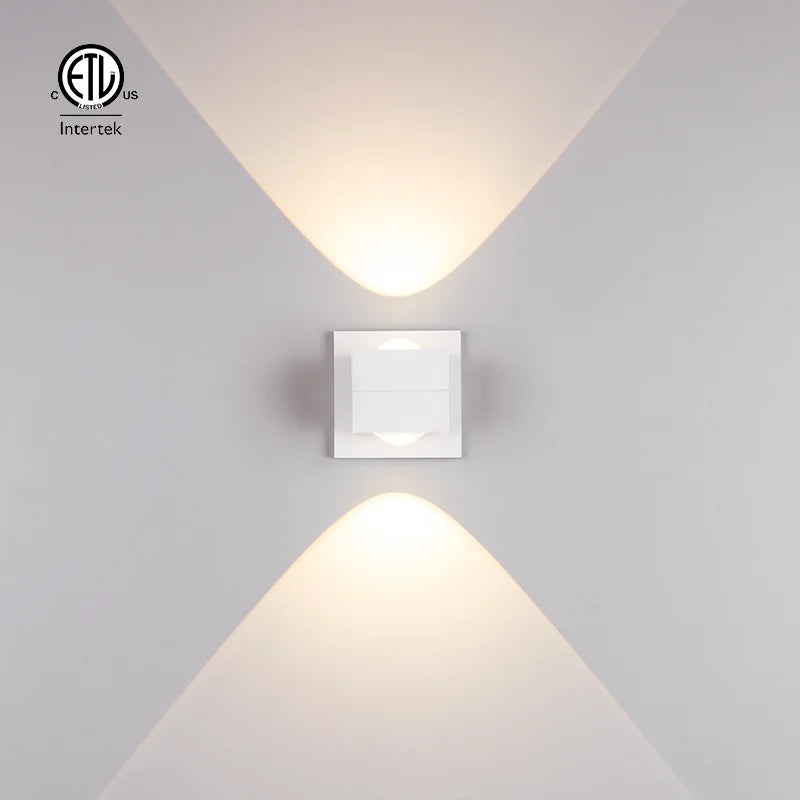 ETL Certified White ABS LED Wall Light - Square Design with up and Down Lighting Modern Ambiance for Home and Office