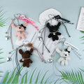 Bear Shape Bag Lanyard Pendant Plush Bow Rabbit Keychain Color Rope Key Chain Mobile Phone Charm Bag Pendant Plush Doll Keychain