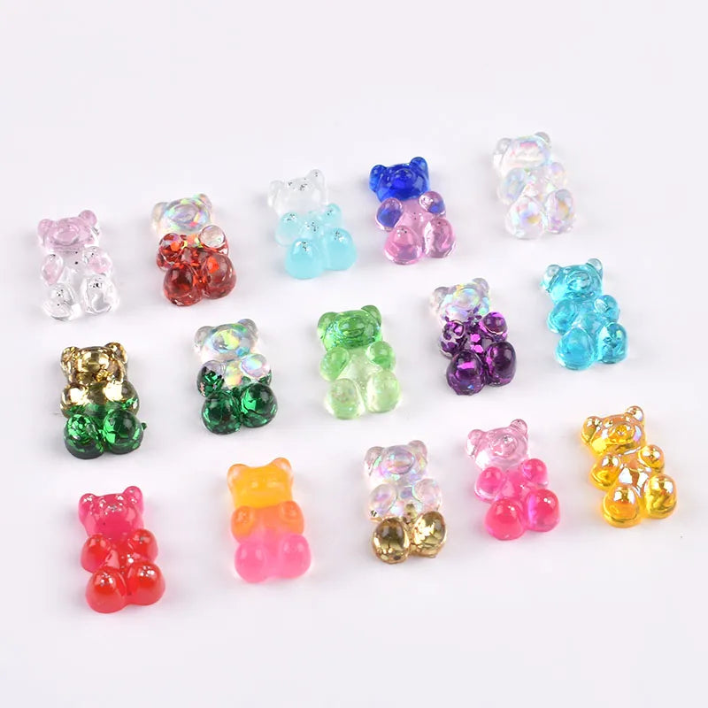 500pcs/bag Resin Bear Pendant Charm Pendant for Jewelry Making Earrings Necklaces Bear Resin