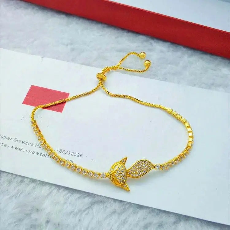 Dubai Jewelry Gold Plated Micro Inlaid Fox Braceletgold PlatedFox Bracelet Gold PlatedGold Plated Ladies Jewelry