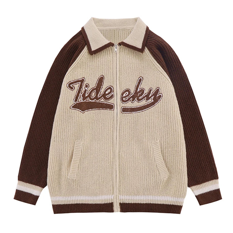 Custom Men Cardigan Sweaters With Cotton Wool Yarn Long Knitwear Zippers Chenille Embroidery Knit Polo Neck Sweater for Man