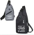 WAALUU Wholesale Custom Casual Men's Crossbody Chest Bag Bag Outdoor Usb Charger Sling Shoulder Cross-body Bag with Logo