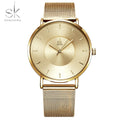 SHENGKE Luxury Silver Ladies Fashion Ultra Thin Stainless Steel Glass Dial SEIKO Movement Waterproof Women's Watch Gift K0059L