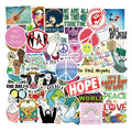 50Pcs Ins Style Love and Peace Theme Decorative Stickers for Bottle Laptop Phone Vinyl Hippie Stickers