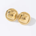 High Polished 18k Gold Stainless Steel Round Geometric Metal Earrings for Women
