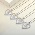Fashion 26 Initials & Heart Love Cubic Zircon CZ 925 Silver Women's Pendant Necklace with Silver Rhodium Plating for Weddings