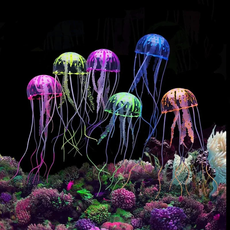 Luminous Jellyfish Aquarium Decorations Artificial Swim Landscape Fish Tank Accessories Made of Durable Plastic