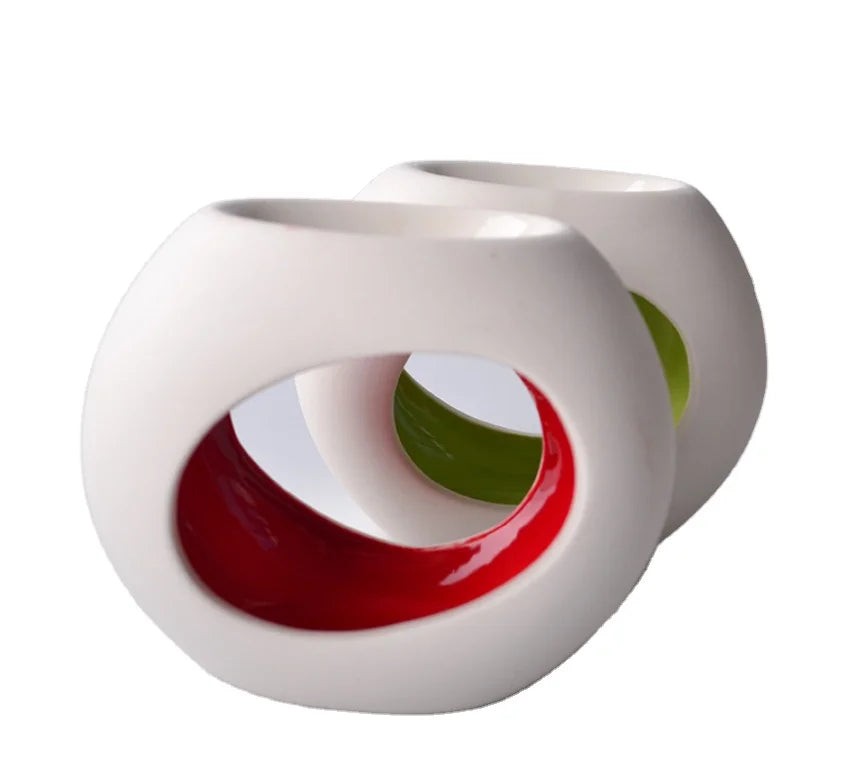 Handmade Luxury Ceramic Oil Diffusing Wax Burner Elegant Luxury Candle Jar Tealight Holder for Home Decoration for Christmas Wax