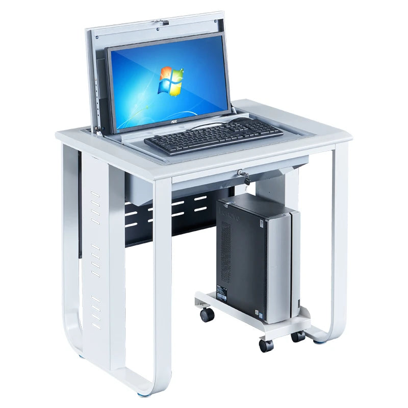 Modern Metal Classroom LCD Monitor Flip up Revolving Computer Desk School Furniture