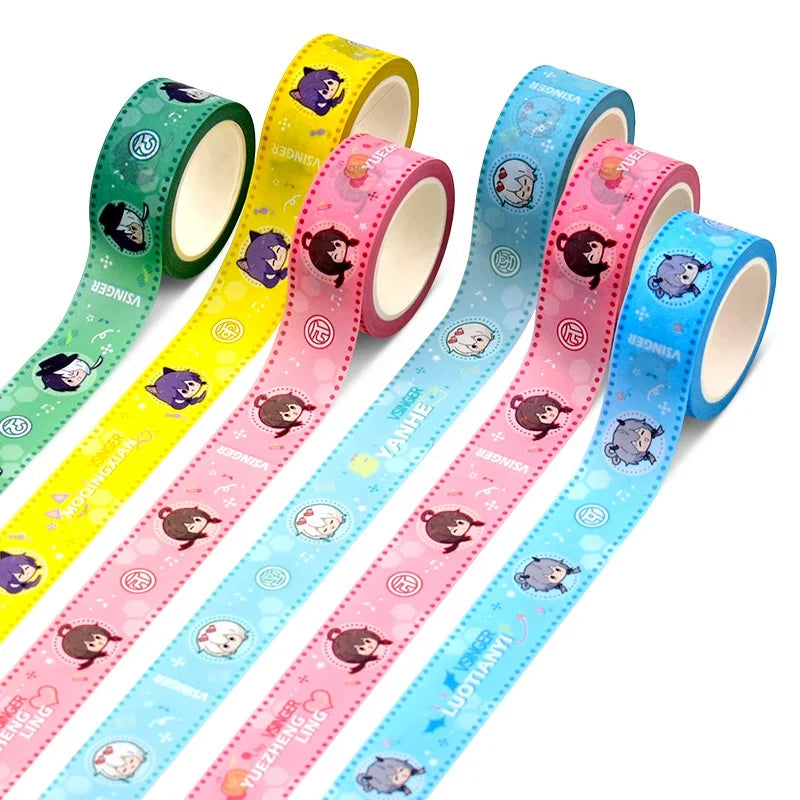 Custom Logo Pattern Print Kawaii Character Special Oil Masking Stationery Washi Tape