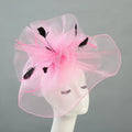 British Fuchsia Green Black White Fascinator on Braids Kentucky Derby Hat Accessories Cocktail Evening Wedding Tea Party Women