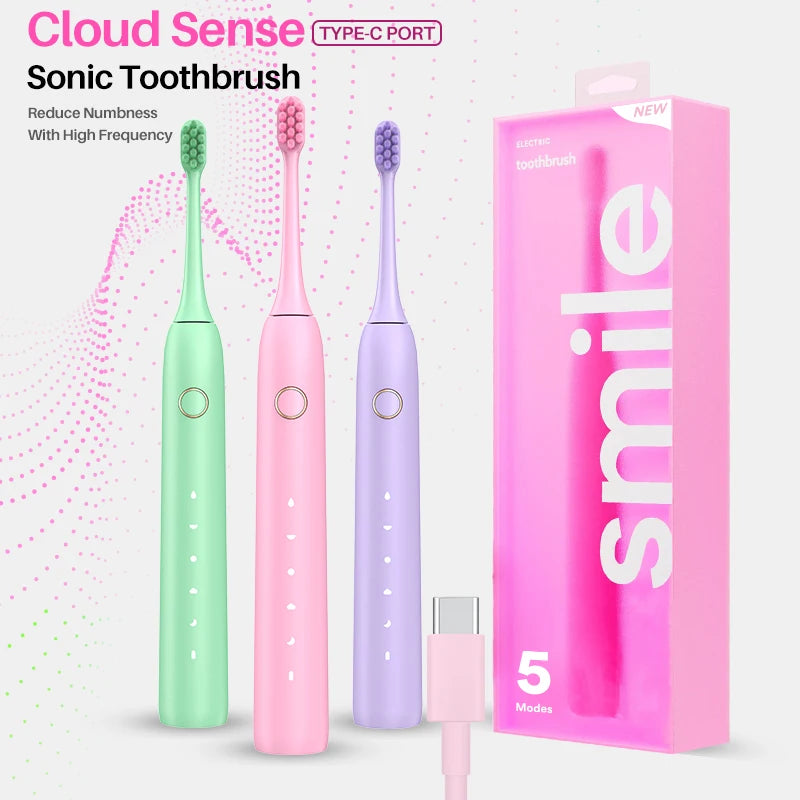 Premium Sonic Toothbrush Soft Bristle Brush Head 5 Modes Electric Toothbrush for Sensitive Tooth