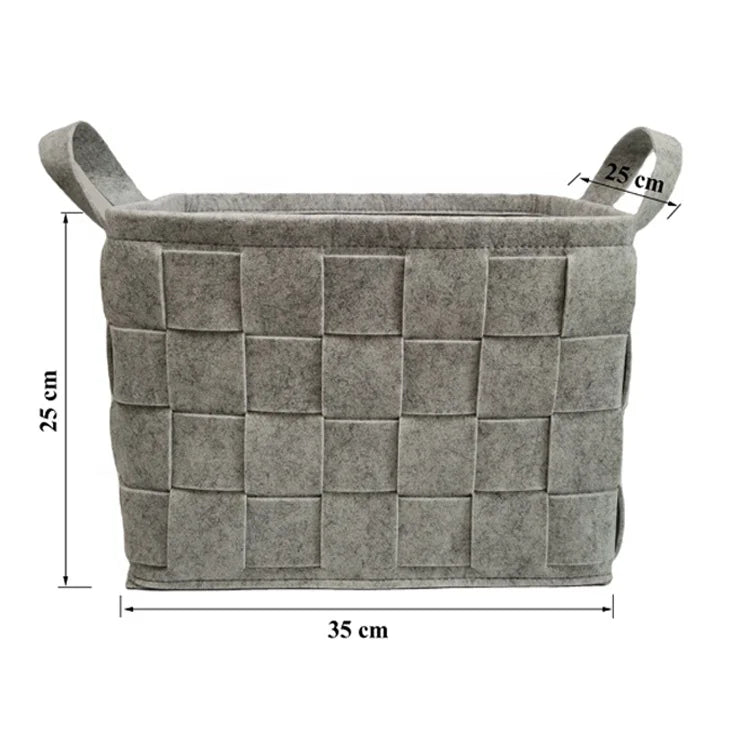 YUJIN Custom logo Large Capacity Thick Felt Woven Storage Baskets Bag with Handles in Stock