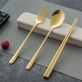 Luxury Stainless Steel Portable Cutlery Set Outdoor Travel Reusable Flatware Including Spoon Fork Chopsticks Dishwasher Picnics