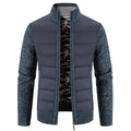 New Men's Knitwear Coat Fashion Patchwork Cardigan Stand Collar Cotton Padded Jacket