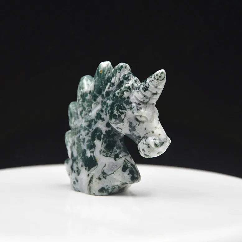 Huiying Wholesale natural gemstone hand-carved Qinghai Jade Feng Shui crystal jade horse unicorn for home decoration