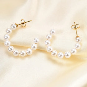 Ins Pearl Earrings French C-shaped Earrings Fashionable Temperament Versatile Waterproof Women's Earrings Jewelry