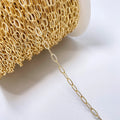 Wholesale 14K Gold Plated Brass Oval Shape Paper Clip Jewelry Necklace Bracelet Making Chains Roll Accessories