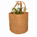 Jute Burlap Grow Bags with Drain Holes Letter Pattern Handled Medium Size for Indoor & Outdoor Planting