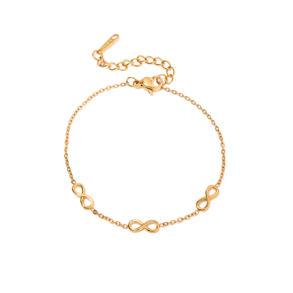 N&S Infinity Symbol Elegant Stainless Steel Bracelet Adjustable Religious Style Chain Bangles