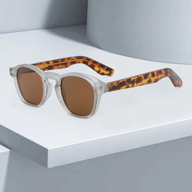 Finewell 9823 Korean Style Fashion Round Sunglasses for Men Cp Square Sun Glasses Uv400 Women Brown Green Male 2024