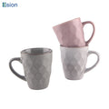 Wholesale Nordic Style 12oz Embossed Cappuccino Ceramic Cup Stoneware Mugs Promotional Business Gift Mug Set