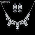 LUOTEEMI Trendy Chain Iced Out Earing Elegant Zircon Accessory for Woman Set Necklace Earring Jewelry