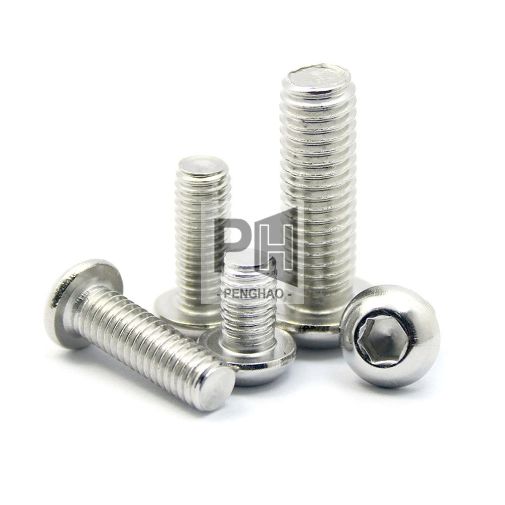 M2 M2.5 M3 M4 M5 M6 M8 Round Head Screw 304 A2-70 Stainless Steel ISO7380 Hexagon Hex Socket Pan Head Button Allen Bolt