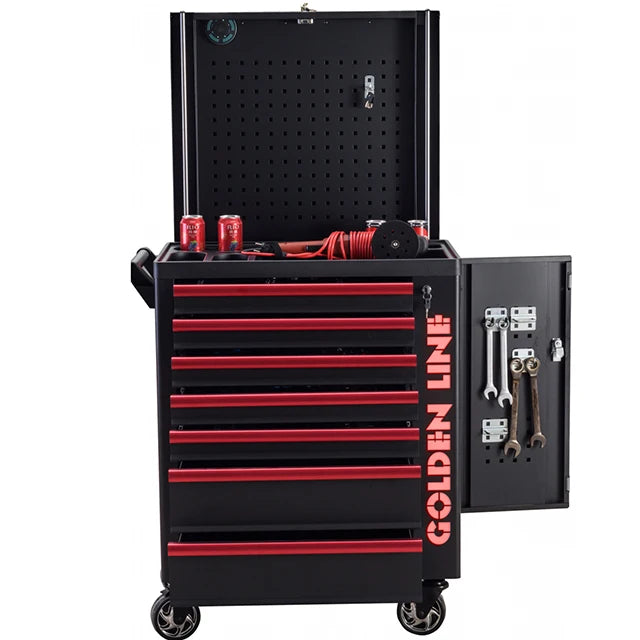 Professional Heavy Duty 7-Drawer Iron Case Storage Cabinet Trolley Goldenline GL3307-S for Auto Repair OEM ODM Support 3-Year