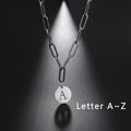 Custom Letter Stainless Steel Paperclip Necklace With Letter Pendant for Women Initial Letter v Necklace Minimalist Jewelry