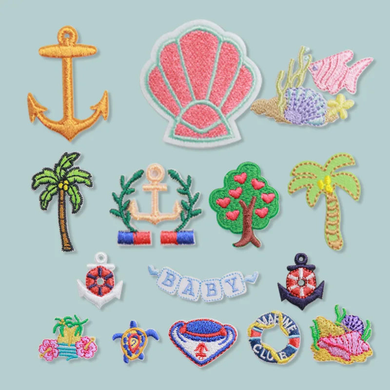 New Iron on Exquisite Embroidery Mini Size  Anchor  Rudder Tortoise  Patch for  Clothes Bag Decoration
