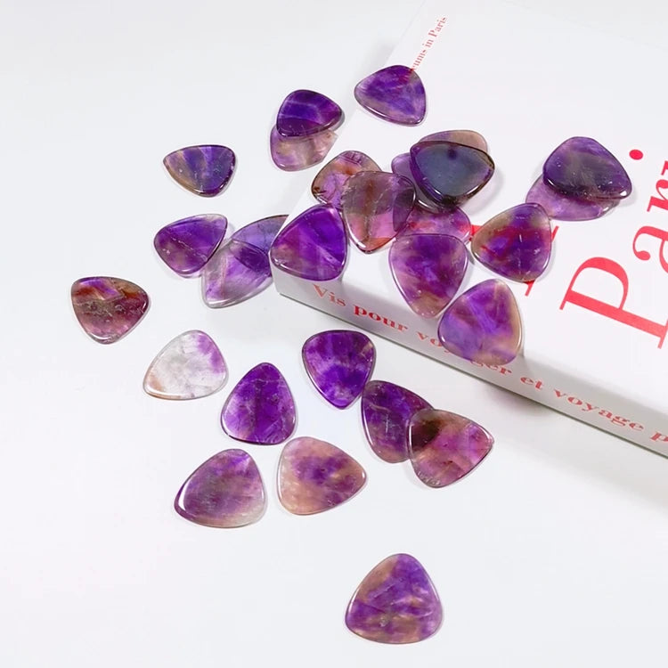 DIY Custom Plectrum Standard Heart Shape Amethyst guitar pick Crystal Crafts